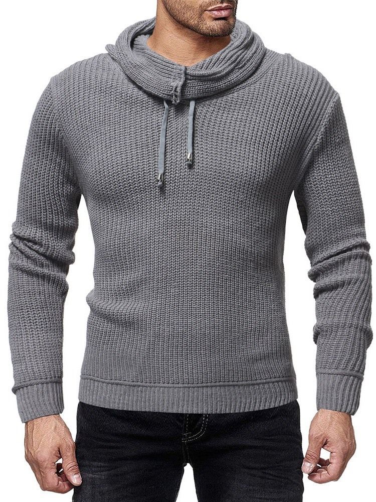 Einfarbiger Winter Slim Herren Pullover Mit Heap Collar