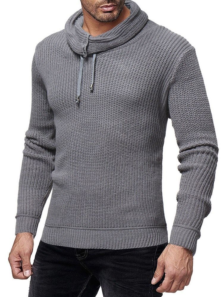 Einfarbiger Winter Slim Herren Pullover Mit Heap Collar