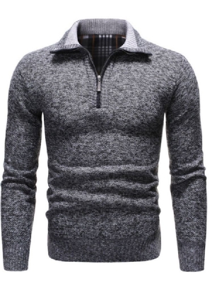 Europäischer Herren-pullover Mit Farbblock-revers Im Silm-stil