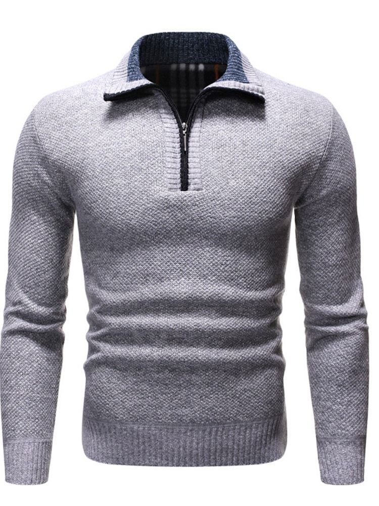 Europäischer Herren-pullover Mit Farbblock-revers Im Silm-stil