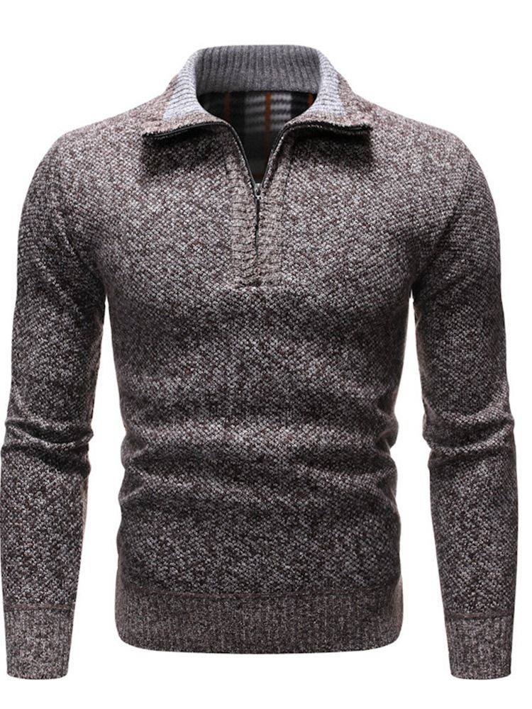 Europäischer Herren-pullover Mit Farbblock-revers Im Silm-stil