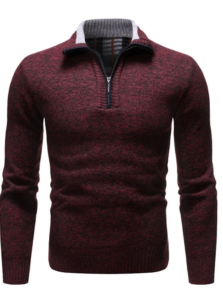 Europäischer Herren-pullover Mit Farbblock-revers Im Silm-stil