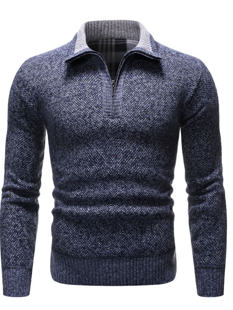 Europäischer Herren-pullover Mit Farbblock-revers Im Silm-stil