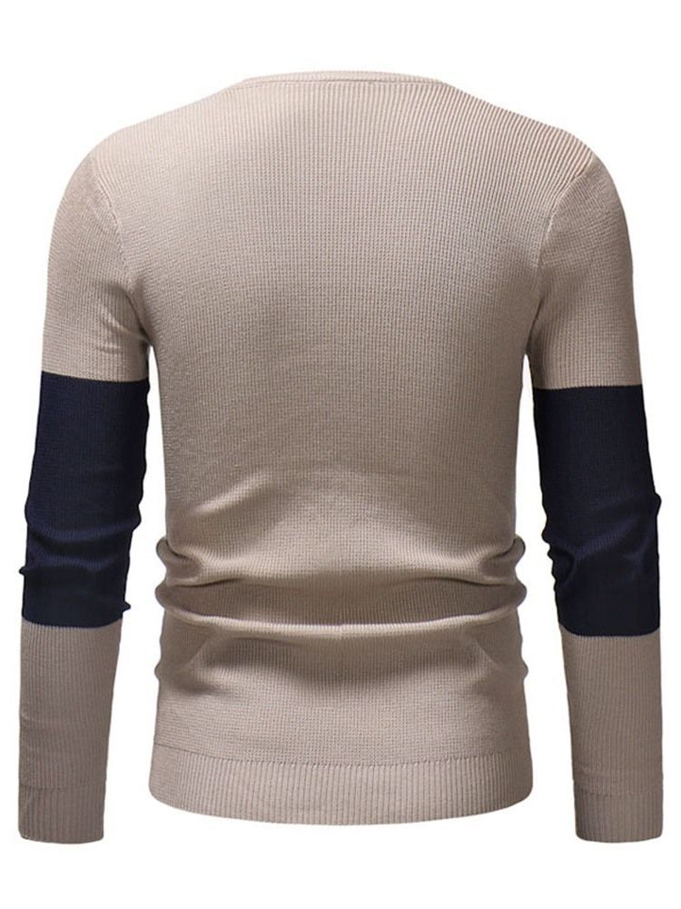 Farbblock Patchwork Rundhals Casual Herren Slim Pullover