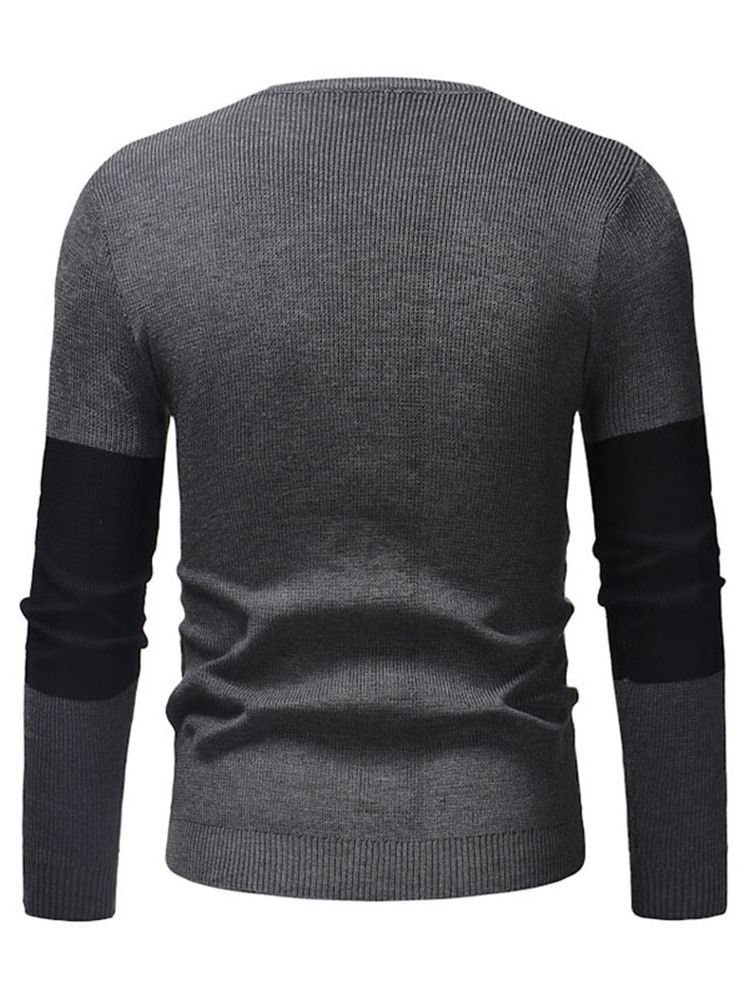 Farbblock Patchwork Rundhals Casual Herren Slim Pullover