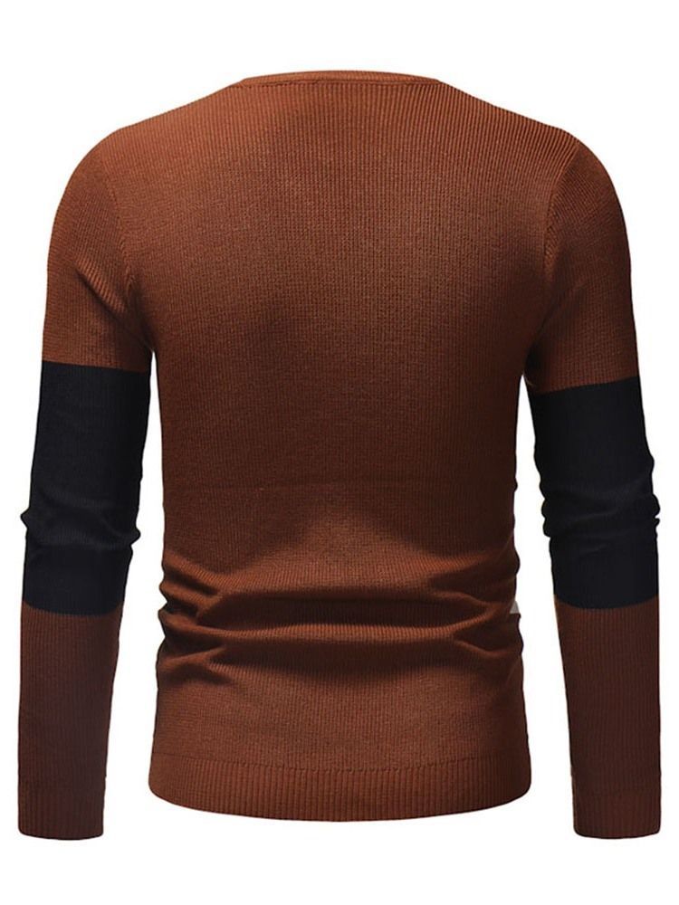 Farbblock Patchwork Rundhals Casual Herren Slim Pullover