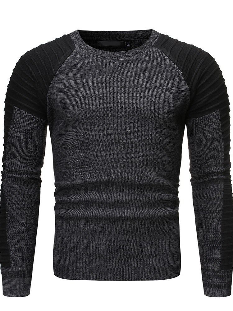 Farbblock Rundhalsausschnitt Standard Casual Herren Slim Sweater