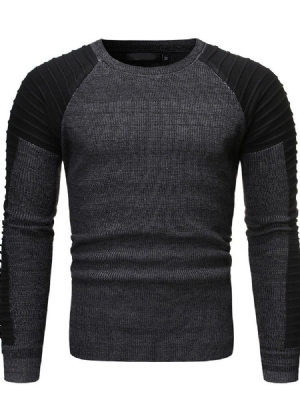 Farbblock Rundhalsausschnitt Standard Casual Herren Slim Sweater