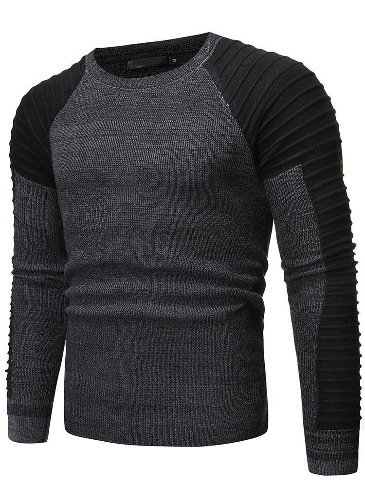 Farbblock Rundhalsausschnitt Standard Casual Herren Slim Sweater