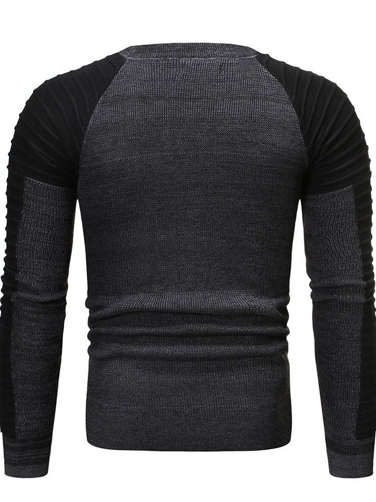 Farbblock Rundhalsausschnitt Standard Casual Herren Slim Sweater