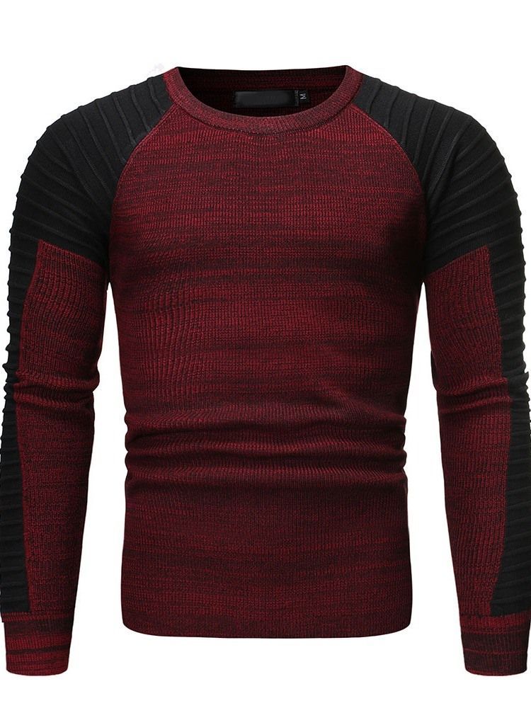 Farbblock Rundhalsausschnitt Standard Casual Herren Slim Sweater