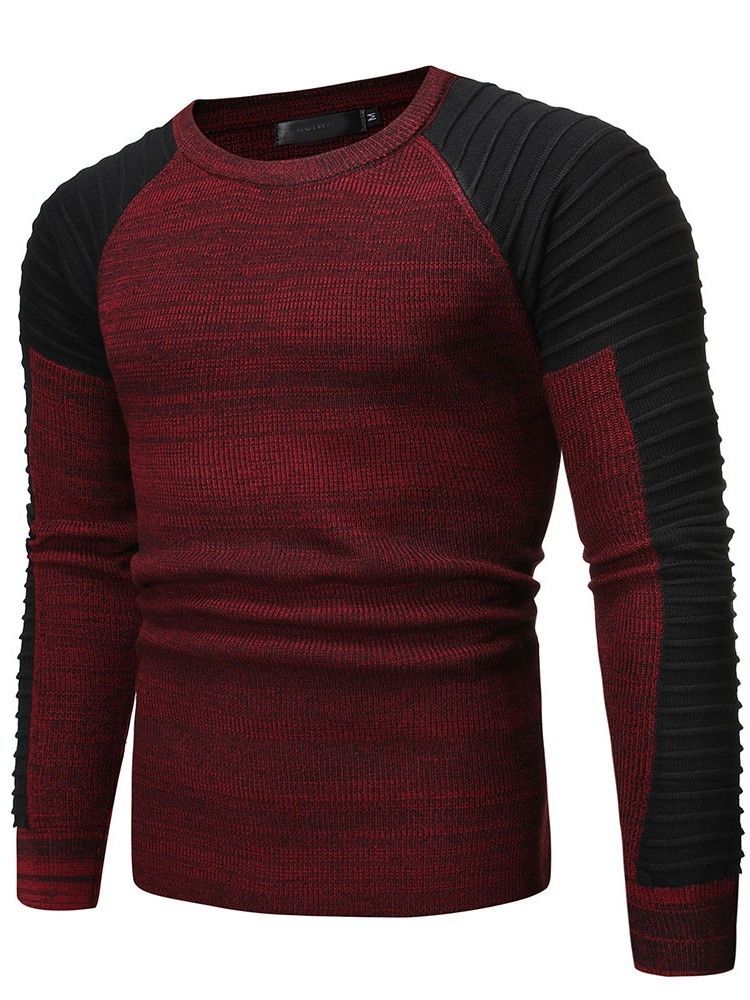 Farbblock Rundhalsausschnitt Standard Casual Herren Slim Sweater