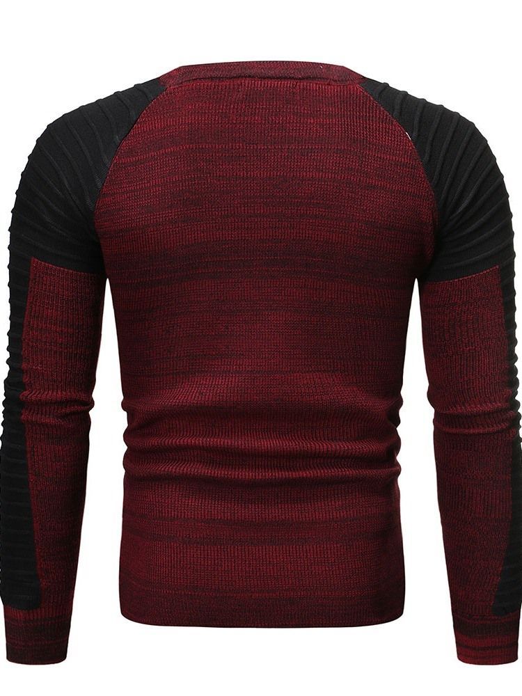 Farbblock Rundhalsausschnitt Standard Casual Herren Slim Sweater