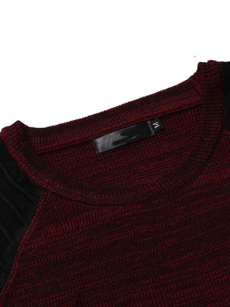 Farbblock Rundhalsausschnitt Standard Casual Herren Slim Sweater