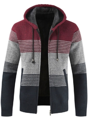 Herren-patchwork-standard-winter-reißverschluss-pullover Mit Kapuze