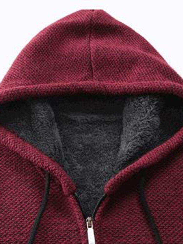 Herren-patchwork-standard-winter-reißverschluss-pullover Mit Kapuze