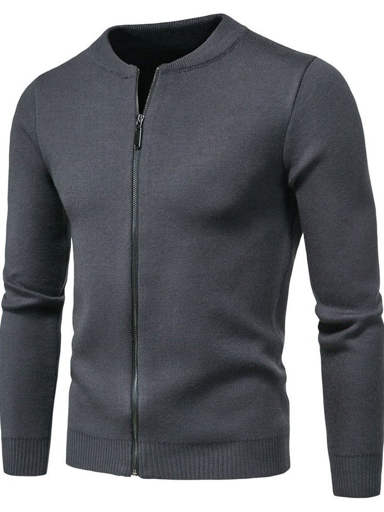 Herren Rundhals-einfarbiger Standard-herbst-reißverschluss-pullover