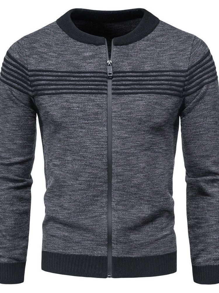 Herren-rundhals-patchwork-standard-herbst-reißverschluss-pullover