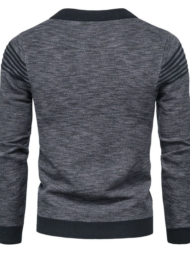 Herren-rundhals-patchwork-standard-herbst-reißverschluss-pullover