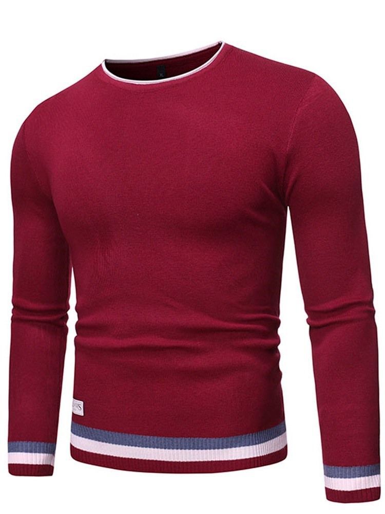 Herren Rundhals Standard Color Block Winter Slim Pullover