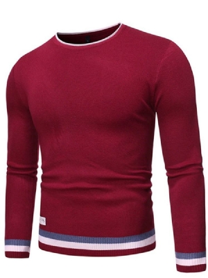 Herren Rundhals Standard Color Block Winter Slim Pullover