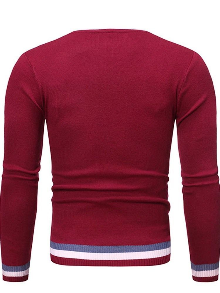 Herren Rundhals Standard Color Block Winter Slim Pullover