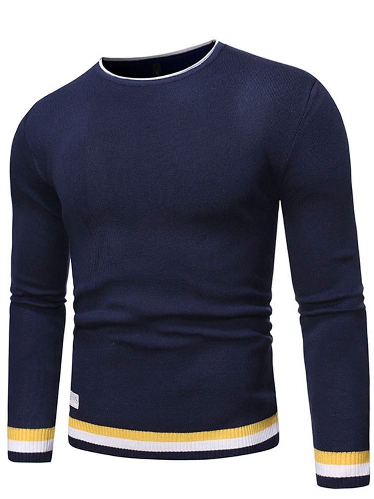 Herren Rundhals Standard Color Block Winter Slim Pullover