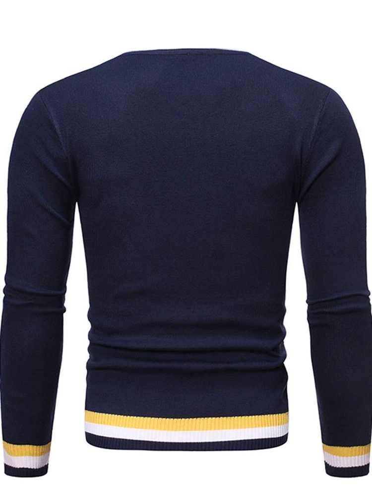 Herren Rundhals Standard Color Block Winter Slim Pullover