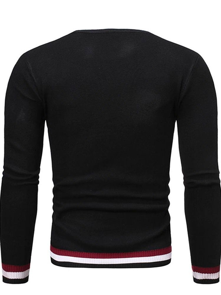 Herren Rundhals Standard Color Block Winter Slim Pullover