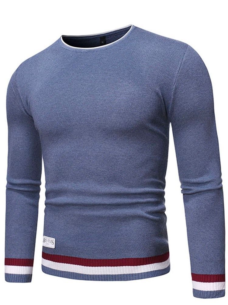 Herren Rundhals Standard Color Block Winter Slim Pullover