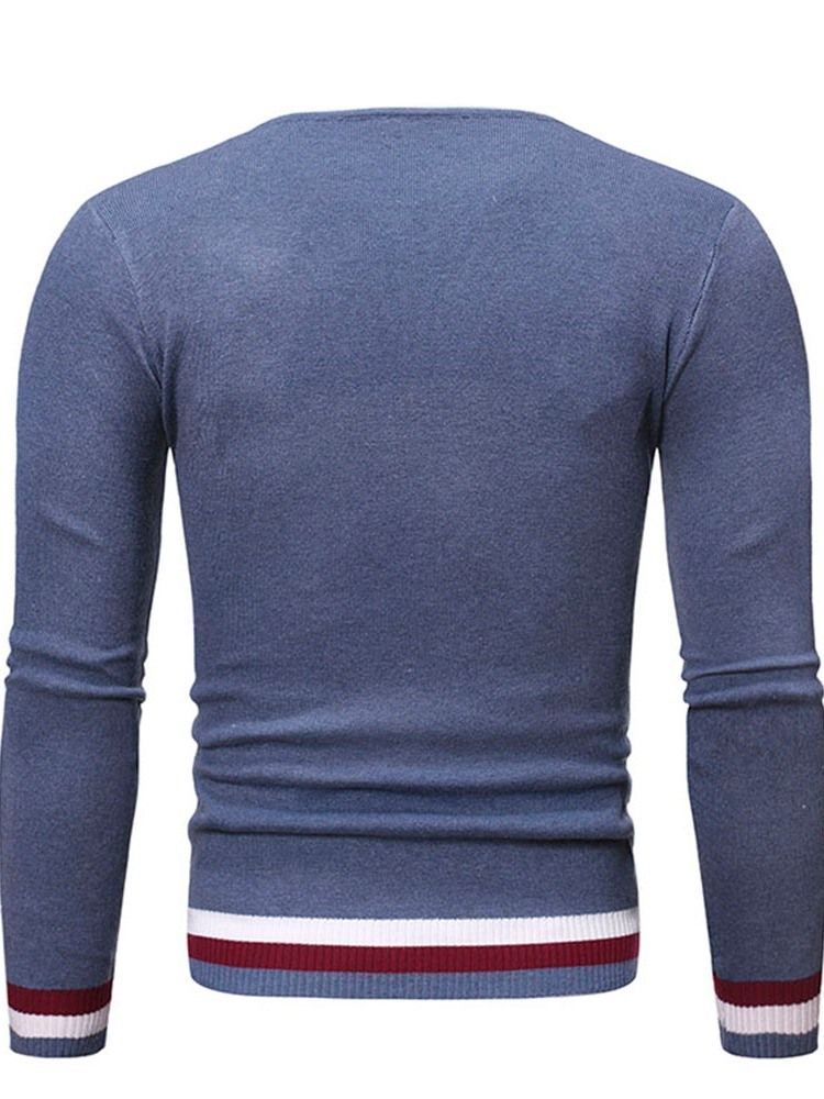 Herren Rundhals Standard Color Block Winter Slim Pullover