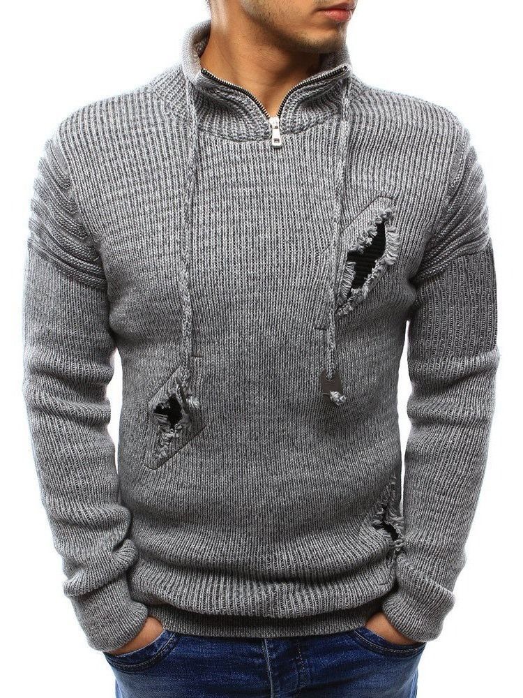 Herren Standard Color Block Loch Winter European Sweater