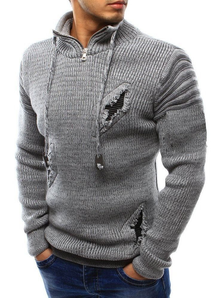 Herren Standard Color Block Loch Winter European Sweater