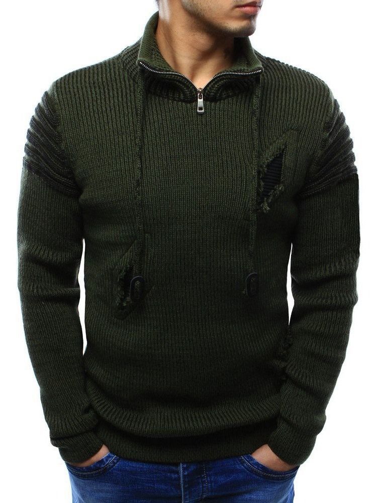 Herren Standard Color Block Loch Winter European Sweater