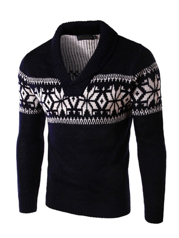 Herren Standard Geometrischer Casual Winter Pullover