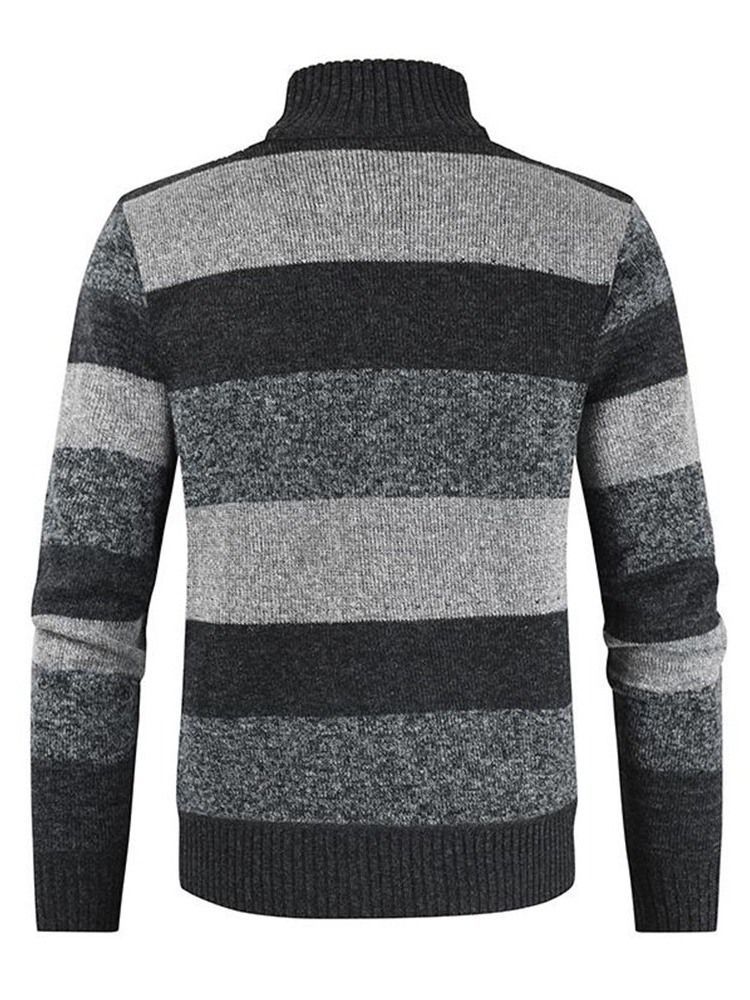 Herren Standard Stehkragen Streifen Slim Herbst Pullover