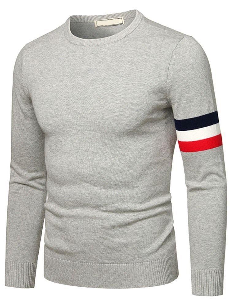 Herren Standard Streifen Rundhals Slim Casual Pullover