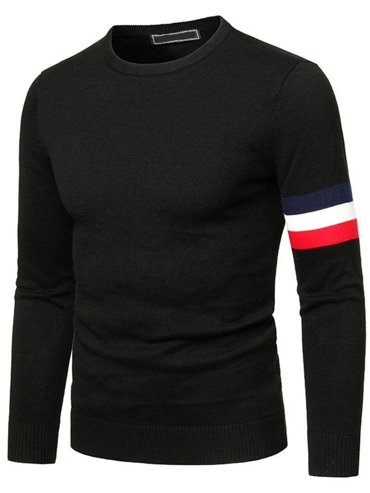 Herren Standard Streifen Rundhals Slim Casual Pullover