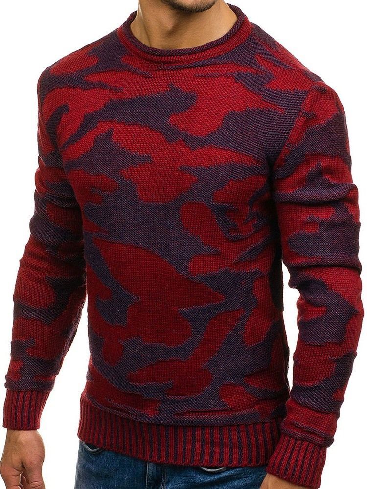 Normaler Farbblock Rundhals Casual Herren Pullover