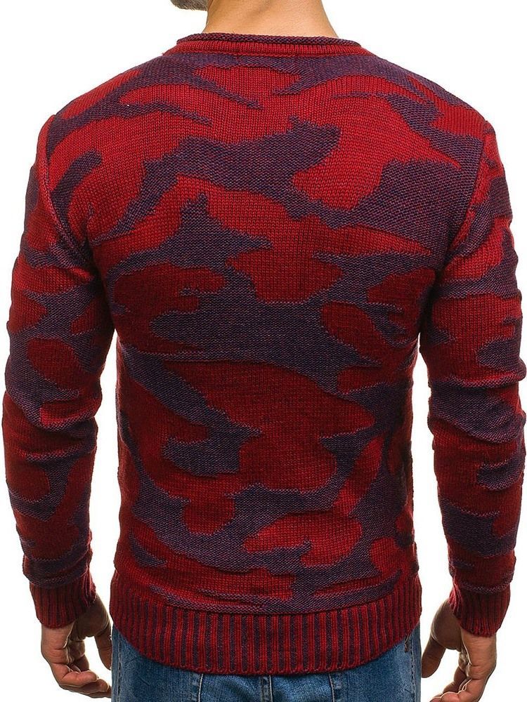 Normaler Farbblock Rundhals Casual Herren Pullover