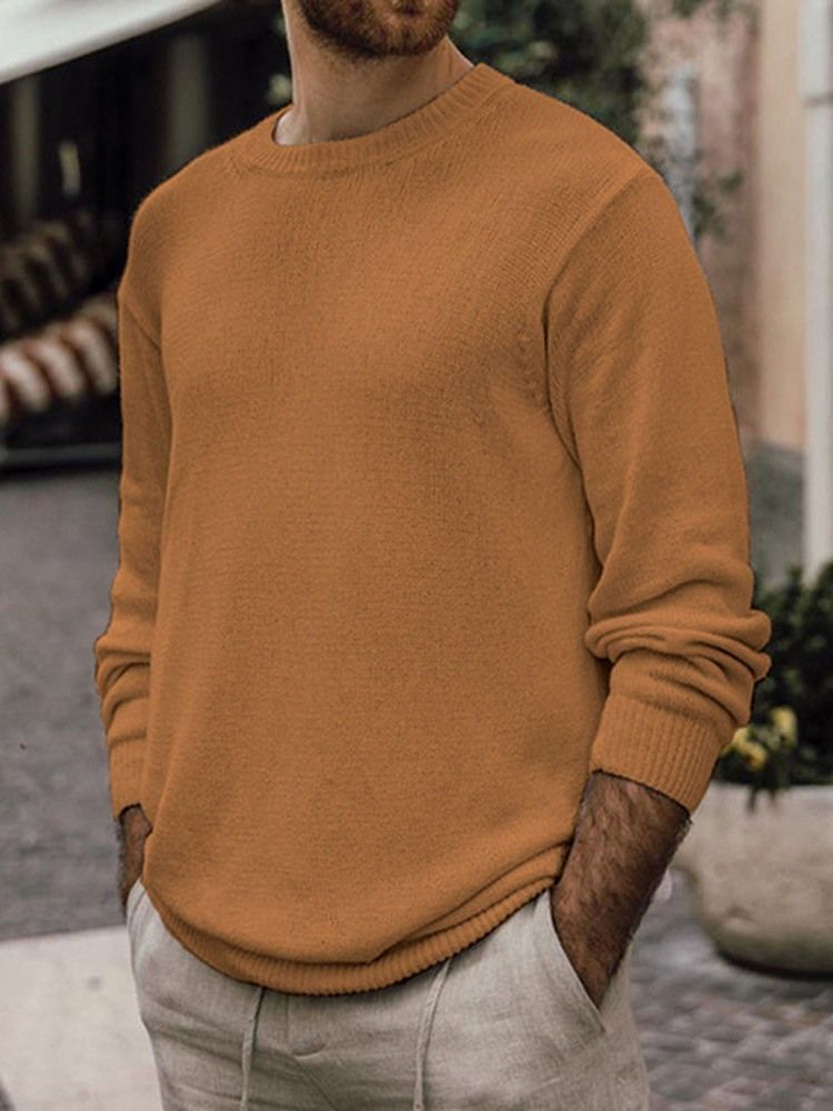 Normaler Lässiger Herbstpullover Mit Rundhalsausschnitt Für Herren