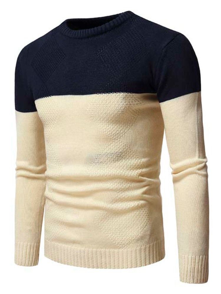 Patchwork Farbblock Standard Casual Herren Pullover