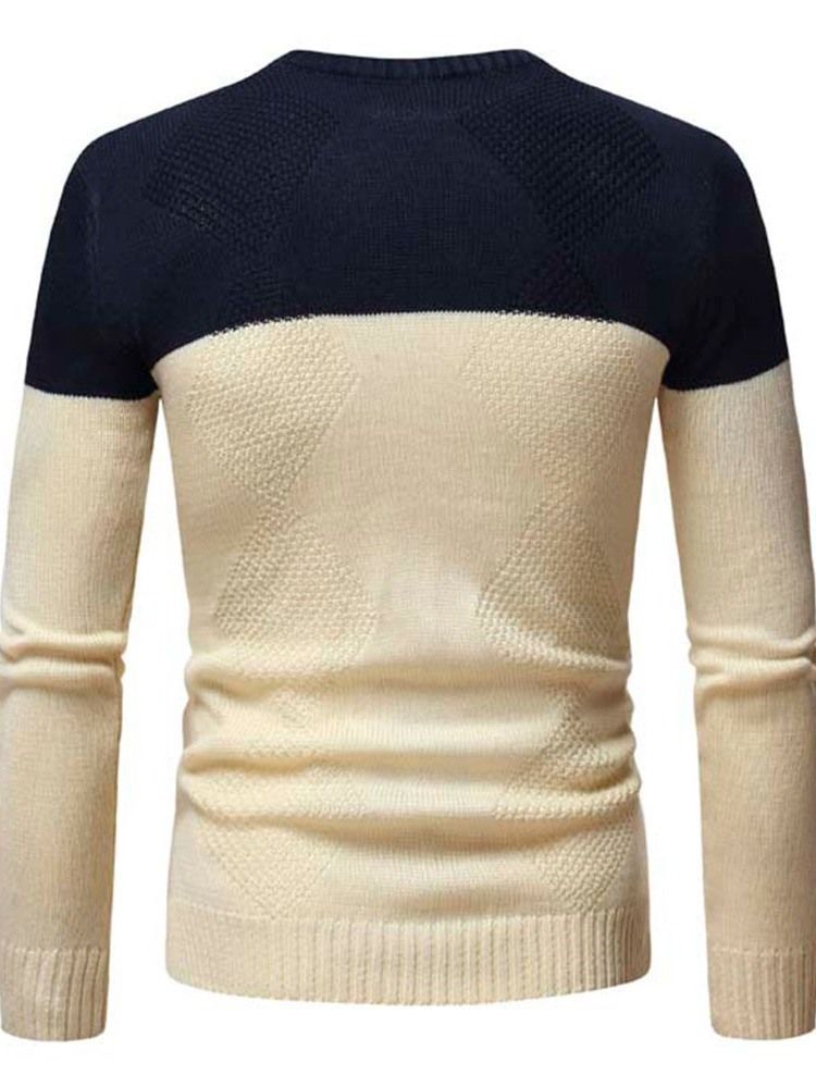 Patchwork Farbblock Standard Casual Herren Pullover