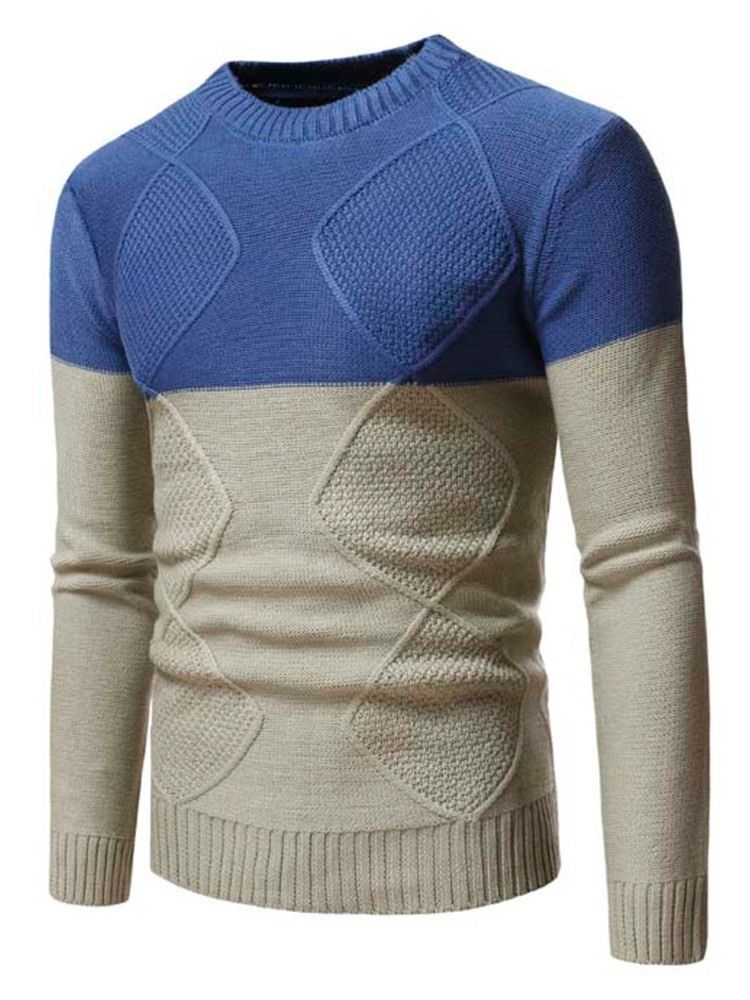 Patchwork Farbblock Standard Casual Herren Pullover