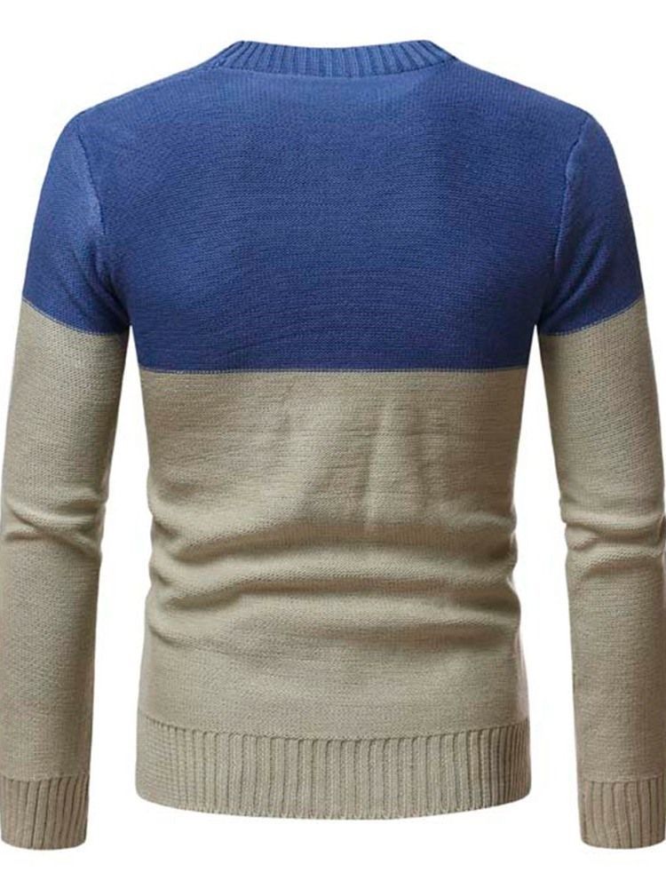 Patchwork Farbblock Standard Casual Herren Pullover