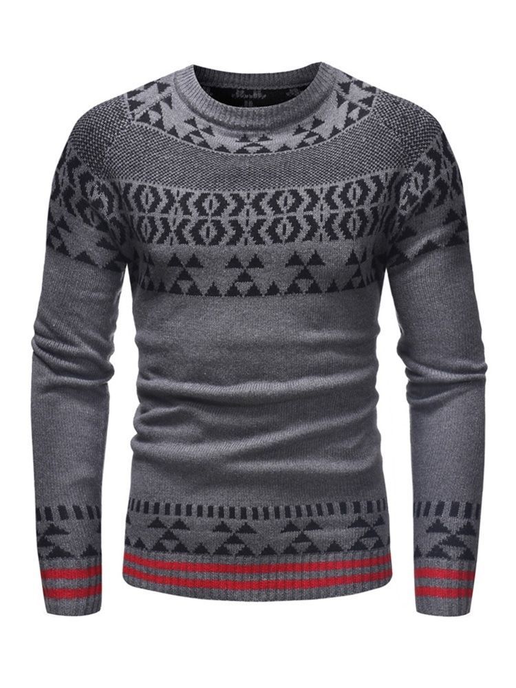 Patchwork Gestreifter Farbblock Herren Freizeitpullover