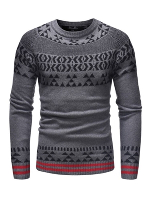 Patchwork Gestreifter Farbblock Herren Freizeitpullover