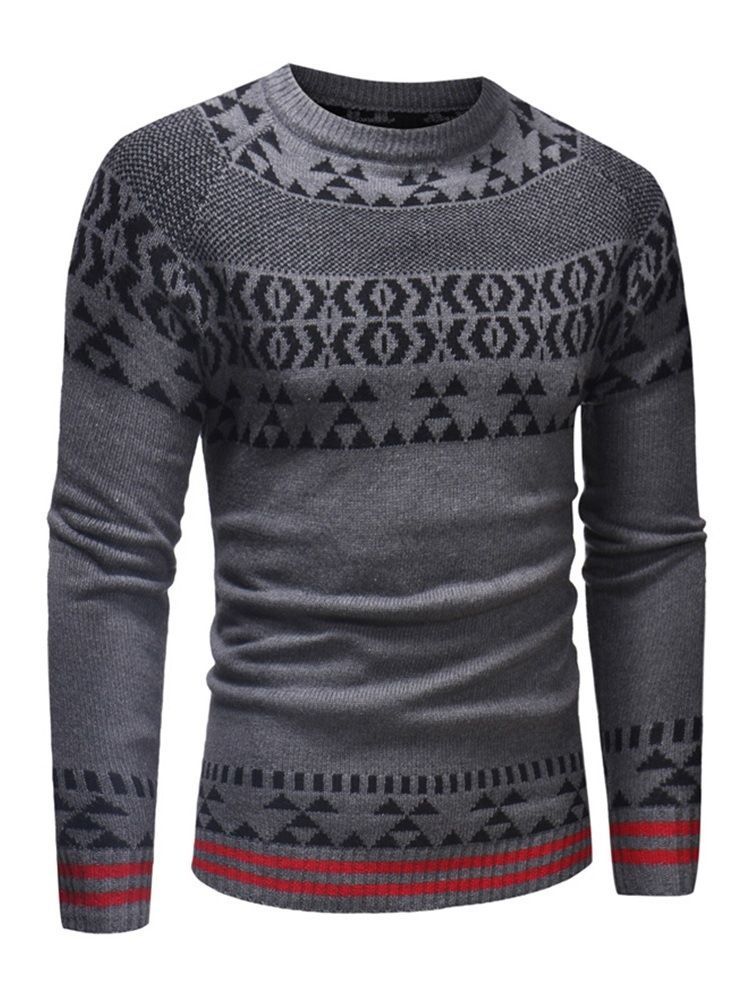 Patchwork Gestreifter Farbblock Herren Freizeitpullover