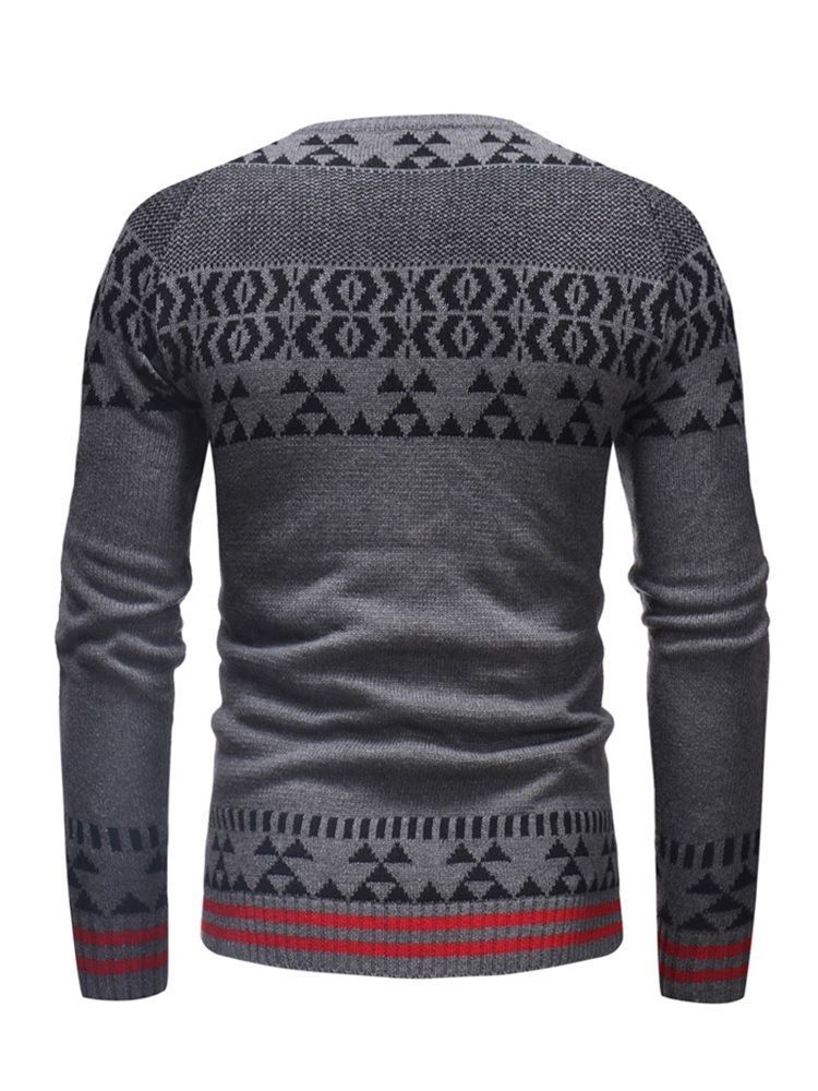 Patchwork Gestreifter Farbblock Herren Freizeitpullover