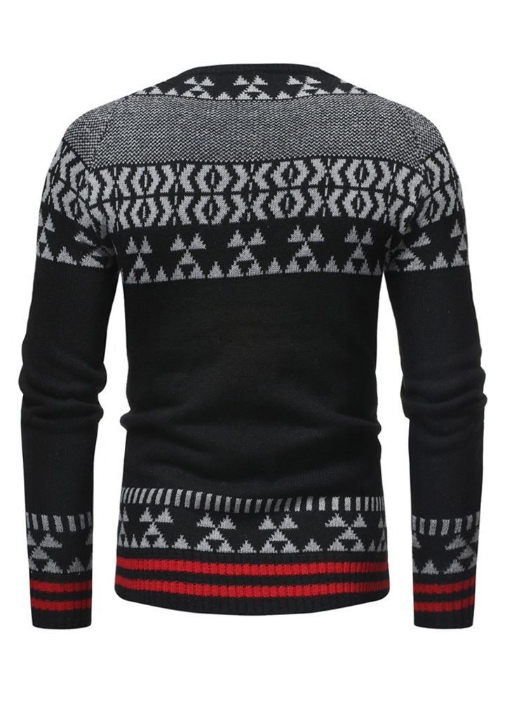 Patchwork Gestreifter Farbblock Herren Freizeitpullover